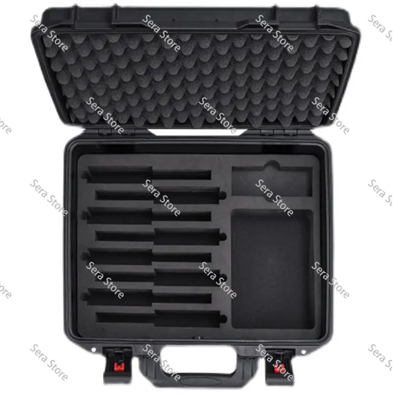 PP Material Double Layer Mic Case, Holds 8 Handheld & 8 Bodypack Wireless Mics, Shockproof Storage and Transport Box