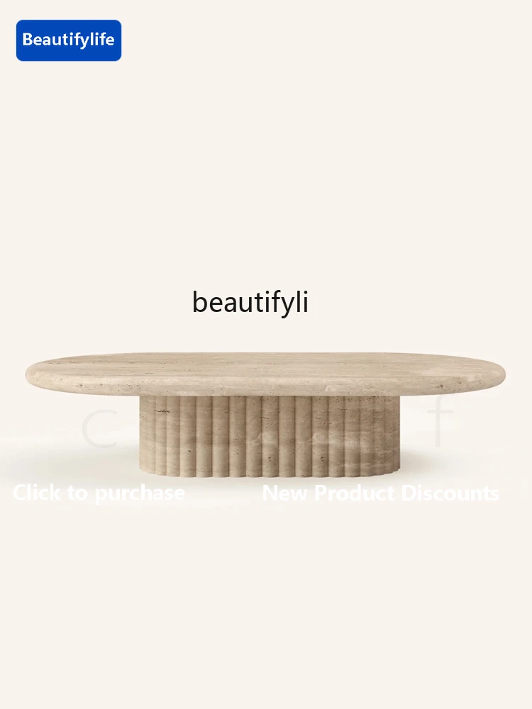 

C06 Italian Style Light Luxury High-End Natural Marble Luxury Stone Coffee Table Designer Home Living Room Coffee Table