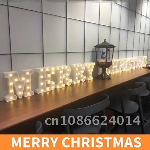 

26 English Alphabet Lamp Christmas Tree Ornaments Christmas Decorations for Home Decor Luminous LED Letter Light Navidad Kerst