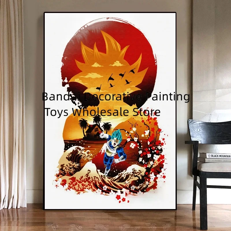 Bandai Classic Anime Super Saiyan Canvas Painting Goku Print Dragon Ball Pictures Home Decor Aesthetic Posters for Wall Painting