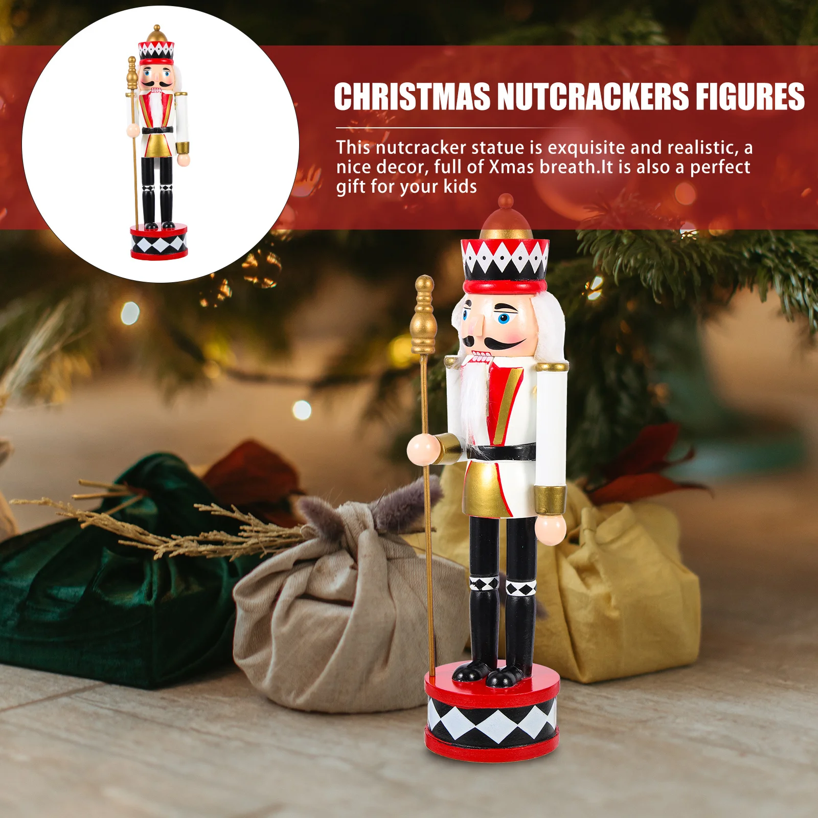 

Wooden Nutcracker Soldier Xmas Decor Holiday Statue Desktop Christmas Ornament Festival Home Decorative Figure Indoor Small
