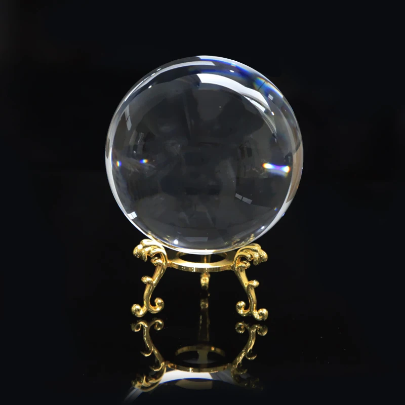 Sfera di cristallo grande sfera di cristallo trasparente Lucky Rainbow Photo Crystal Ball con Base