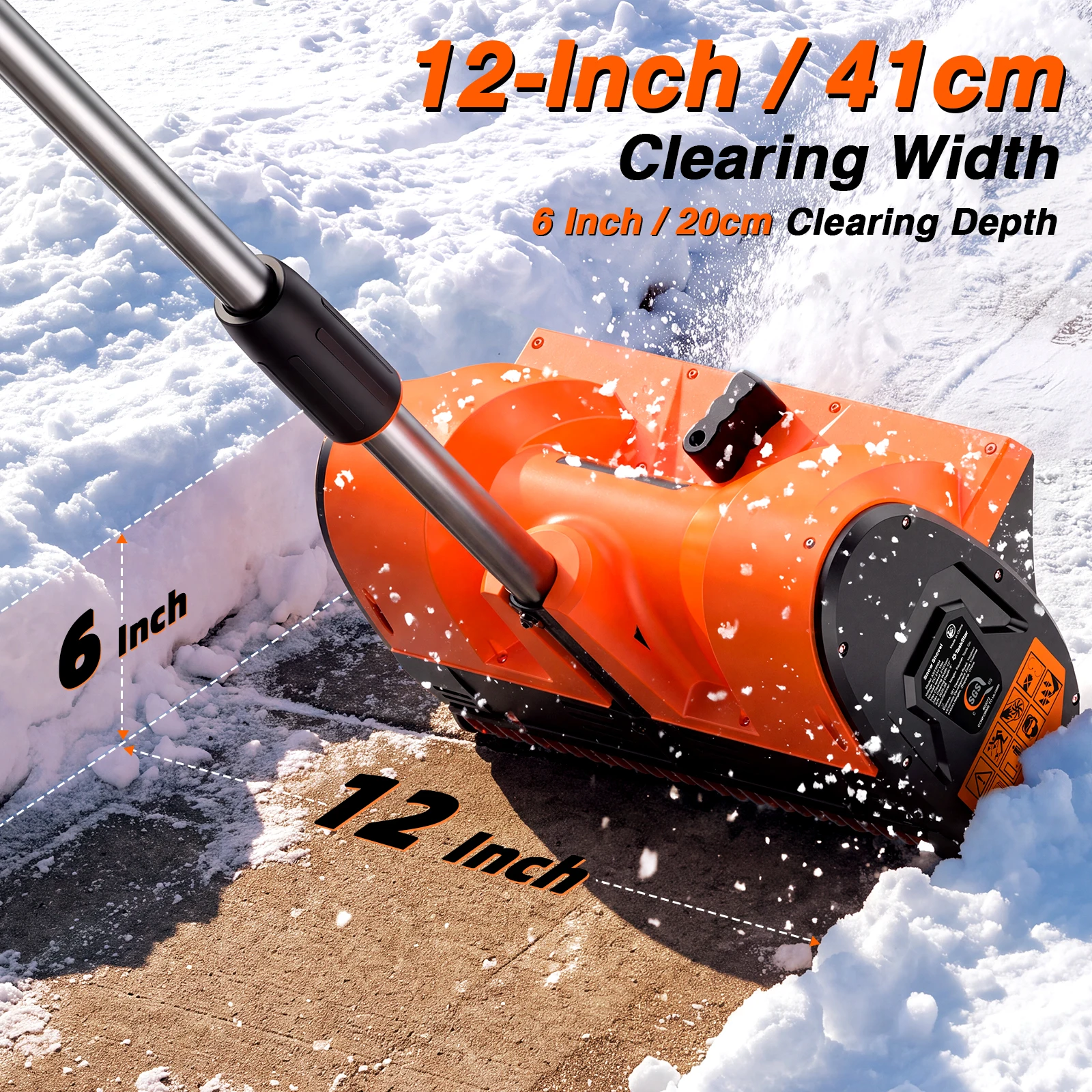 TaskStar Electric Snow Shovel 900W Brushed Motor 20V Cordless Snow Blower 2*4000mAh Rechargeable Battery Powered Handheld Snow Thrower for Yard Patio Driveway