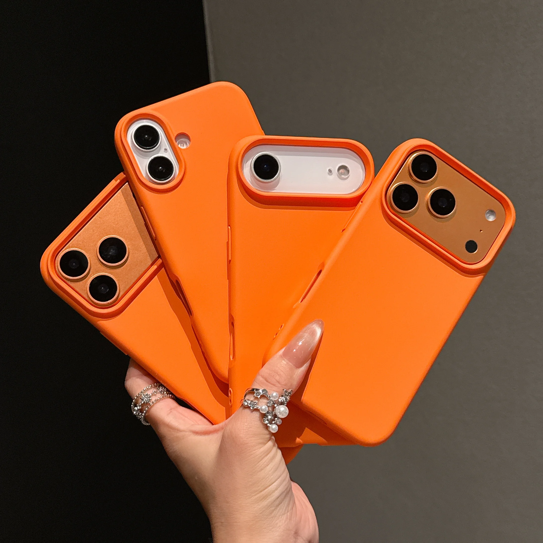 Original Flüssigsilikon Orange Farbe Hülle für iPhone 17 Pro Max 17 16 15 14 13 12 11 Pro Max Mini Plus rutschfeste Stoßstangenabdeckung – Detail 9