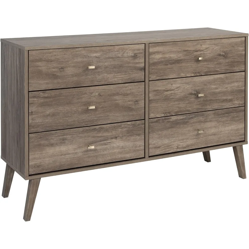 Mid-Century 6 Drawer Dresser For Bedroom, 16