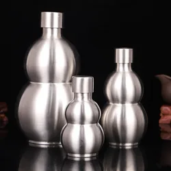 Gourd Water Bottle Stainless Steel Hip Flask 250 500 1500ML Water Kettle Reusable Large Capacity Wine Bottle