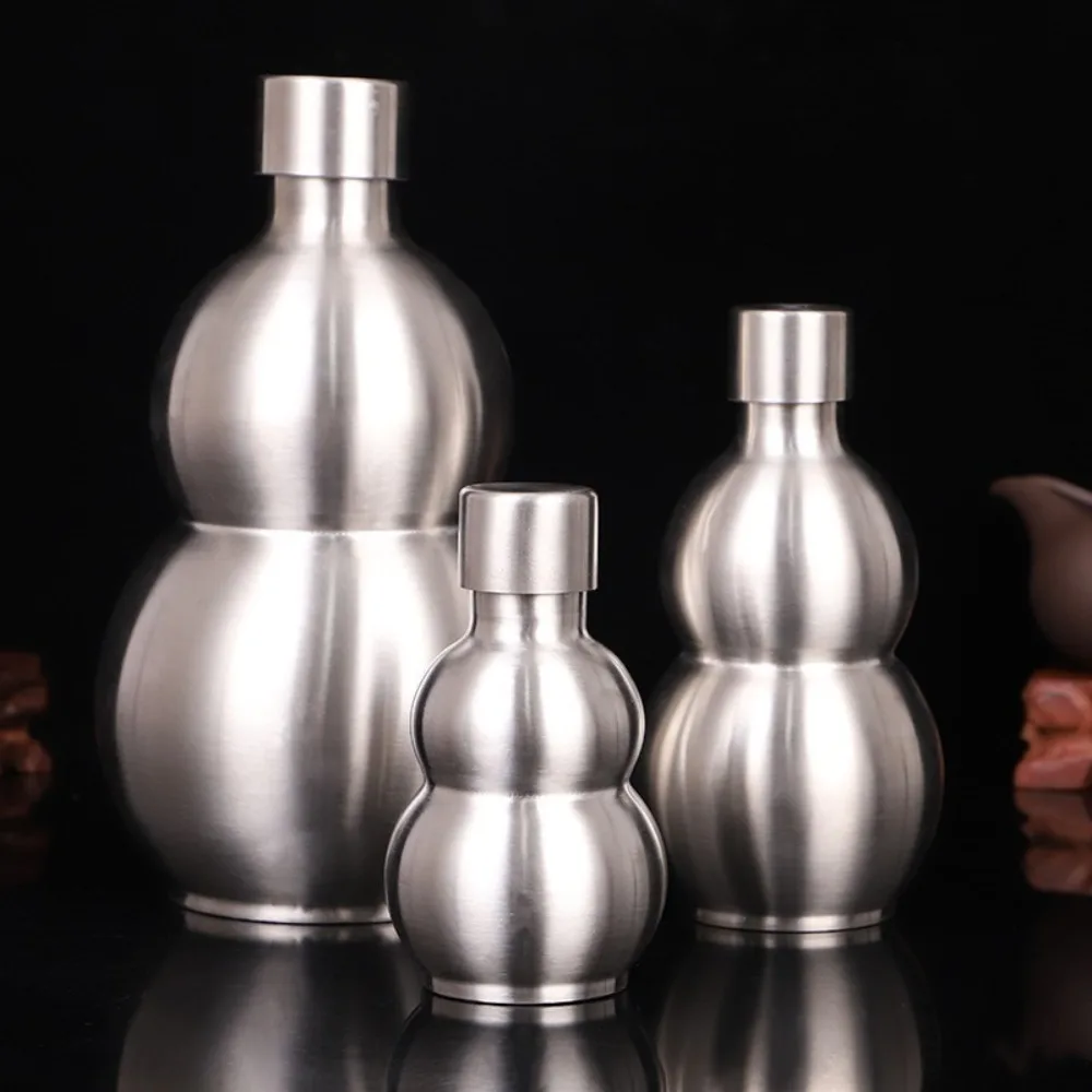 Gourd Water Bottle Stainless Steel Hip Flask 250 500 1500ML Water Kettle Reusable Large Capacity Wine Bottle