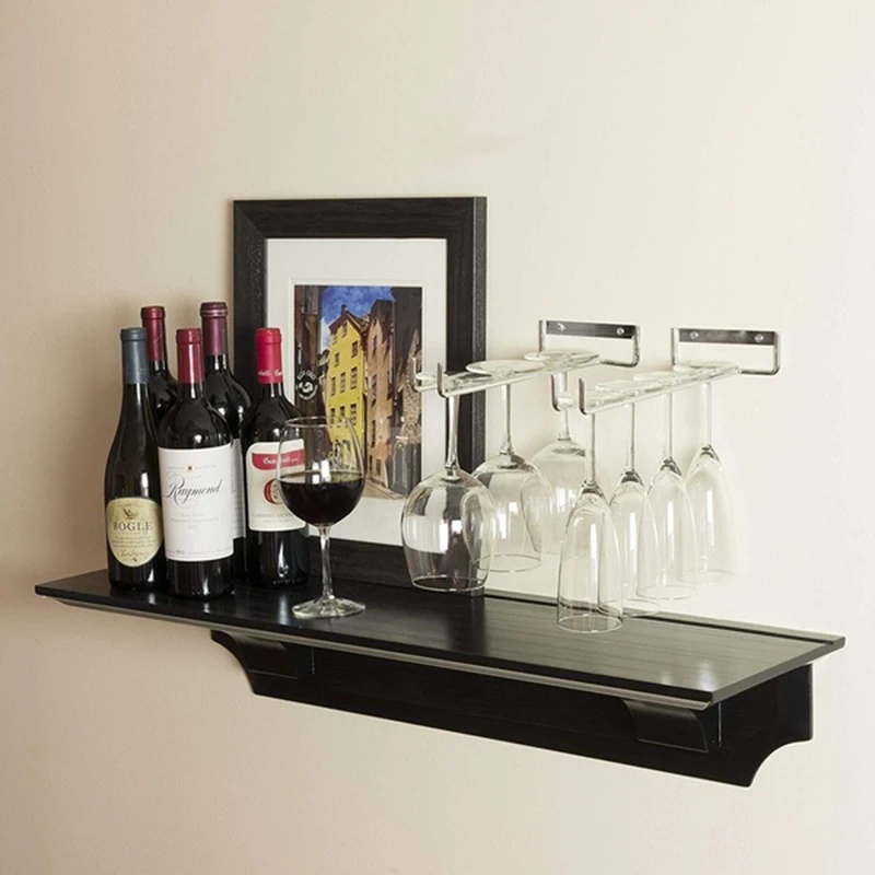 30CM Iron Wine Glasses Hanging Holder Glass Rack Bartender Stemware Under Cabinet Stemware Organizer Bar Hanger Shelf Black