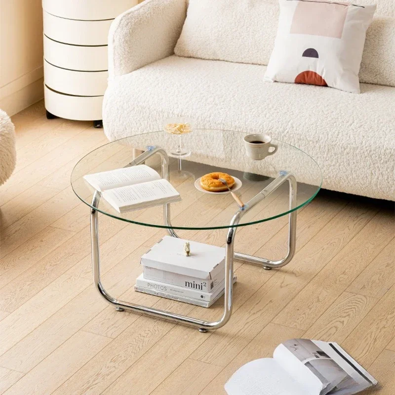 Heart furniture | Korean Internet celebrity blogger cream wind warm color stainless steel, tempered glass coffee table