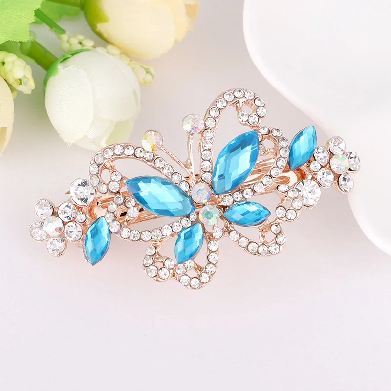 EASYA Classic Style Rhinestone Butterfly Barrettes Hairwear Women Girls Crystal Hair Accessories Headwear Hair Clip