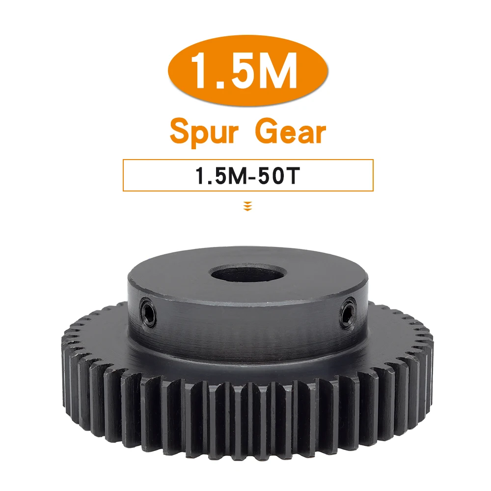 

Spur Gear 1.5 M-50T Bore Size 8/10/12/15/16/17/18/19/20/25 mm Metal Gear Blackening SC45#Carbon Steel Teeth Height 15mm