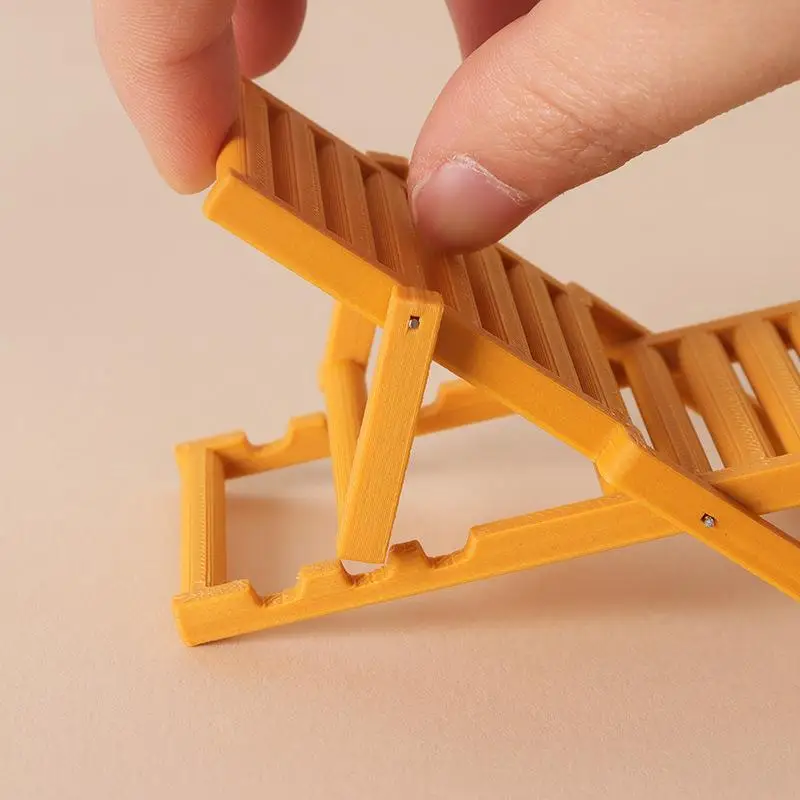 1/12 Dollhouse Miniature Foldable Beach Chair Deck Chair Model Dollhouse SImulation Furniture Decoration Accessory Pretend Play