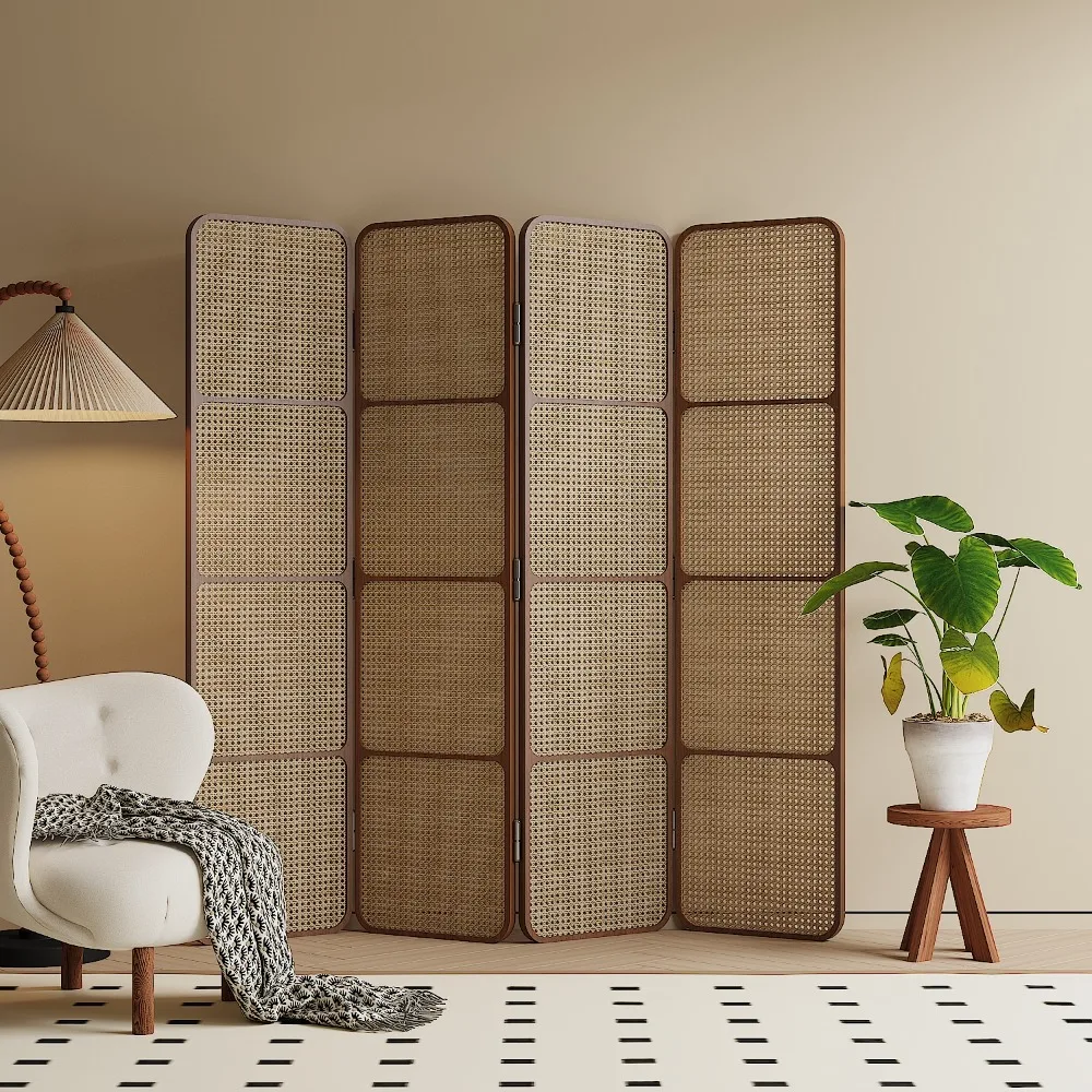 New Chinese rattan screen partition modern simple home living room tea room Japanese solid wood office folding entrance