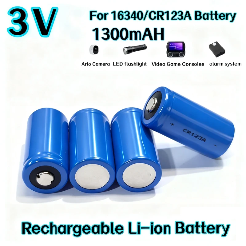 

PURFIELD CR123A 1300 мАч 3 В 16340 литий-ионные неперезаряжаемые батареи и для светодиодного фонарика лазерная ручка для батареи 16340 CR123A