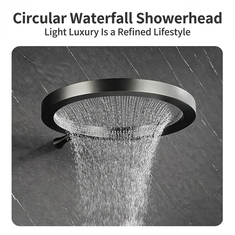 Top Overhead Shower Set Hotel Bathroom Accessories Set Supplier Shower Faucet Stainless Steel Ring Overhead Shower