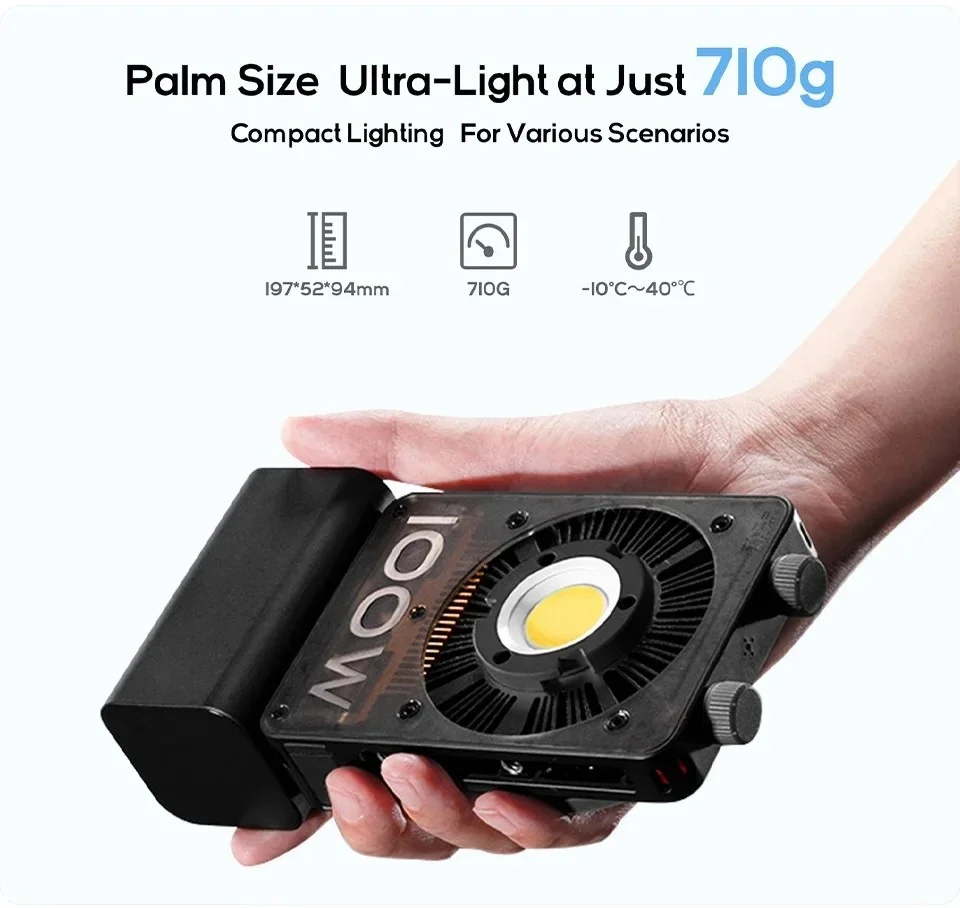 ZHIYUN CINEPEER CX100 100W Bi Color COB Light Handheld Pocket Video Lamp Photography Lighting for Youtube Live Streaming