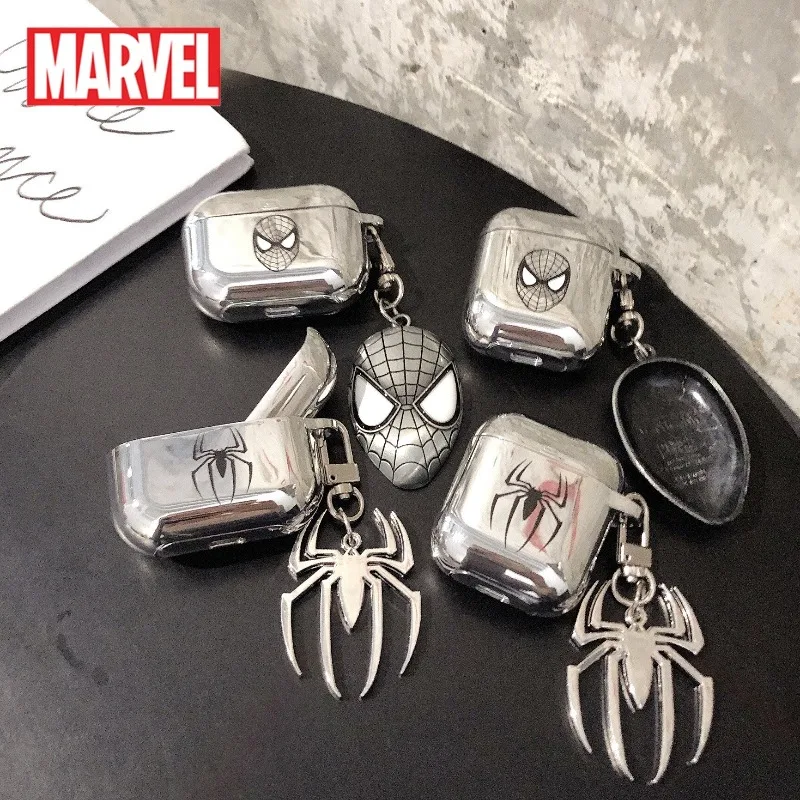 

Marvel Spider Man Earphone Case Avengers Superheroes Airpods 1 2 3 4 Pro Apple Wireless Bluetooth Electroplating Headphone Cover