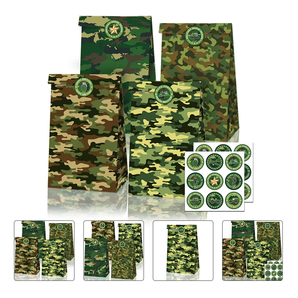 1Set Premium Military Themed Paper Treat Bags Functional Candy Storage Pouch Food Safe Material Perfect for Gifting Party