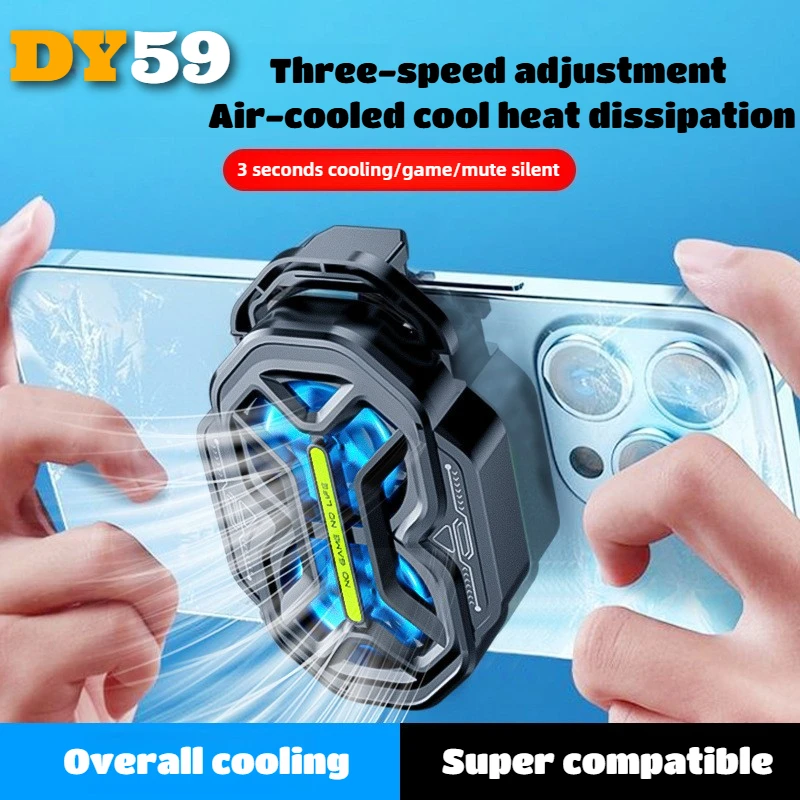 

DY59 NEW Portable Mobile Phone Dual Fan Air-cooled Game Cooler 3 Speed Gear Built-in Battery Cooling Radiator for IPhone Android