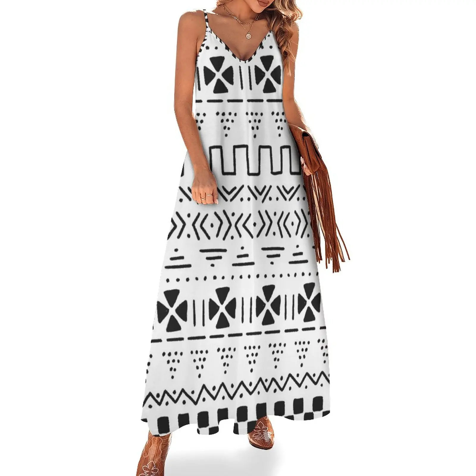 

African Mudcloth C Sleeveless Dress clothes for women Women long dress