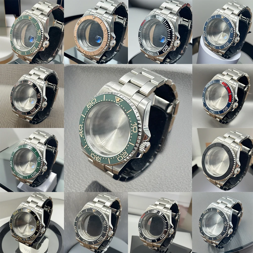 

Fit For Sub Diving Watch Case NH34 NH35 NH36 NH70 NH72 8215 Jubilee Band BGW9 Blue Bezel 100M Waterproof 120 Clicks