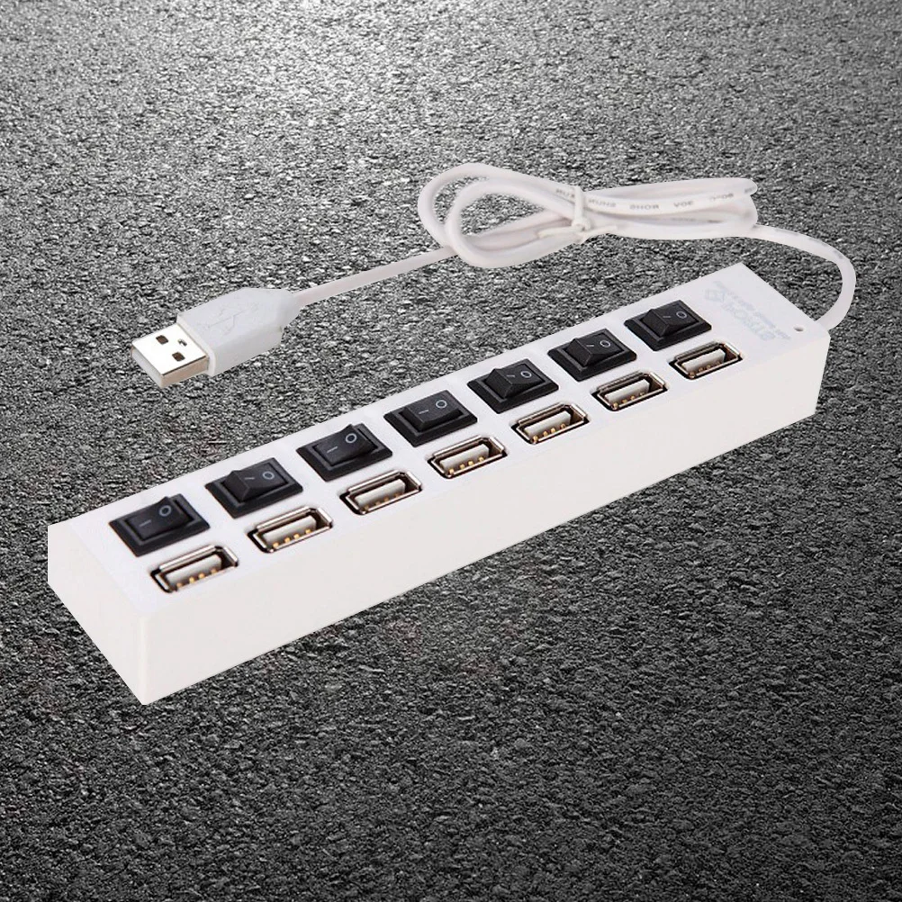 

7 Ports USB 2.0 Hub Efficient Data Transfer for Laptop Pc Notebook Mini Laptop USB Hub Splitter Adapter with Individual Control