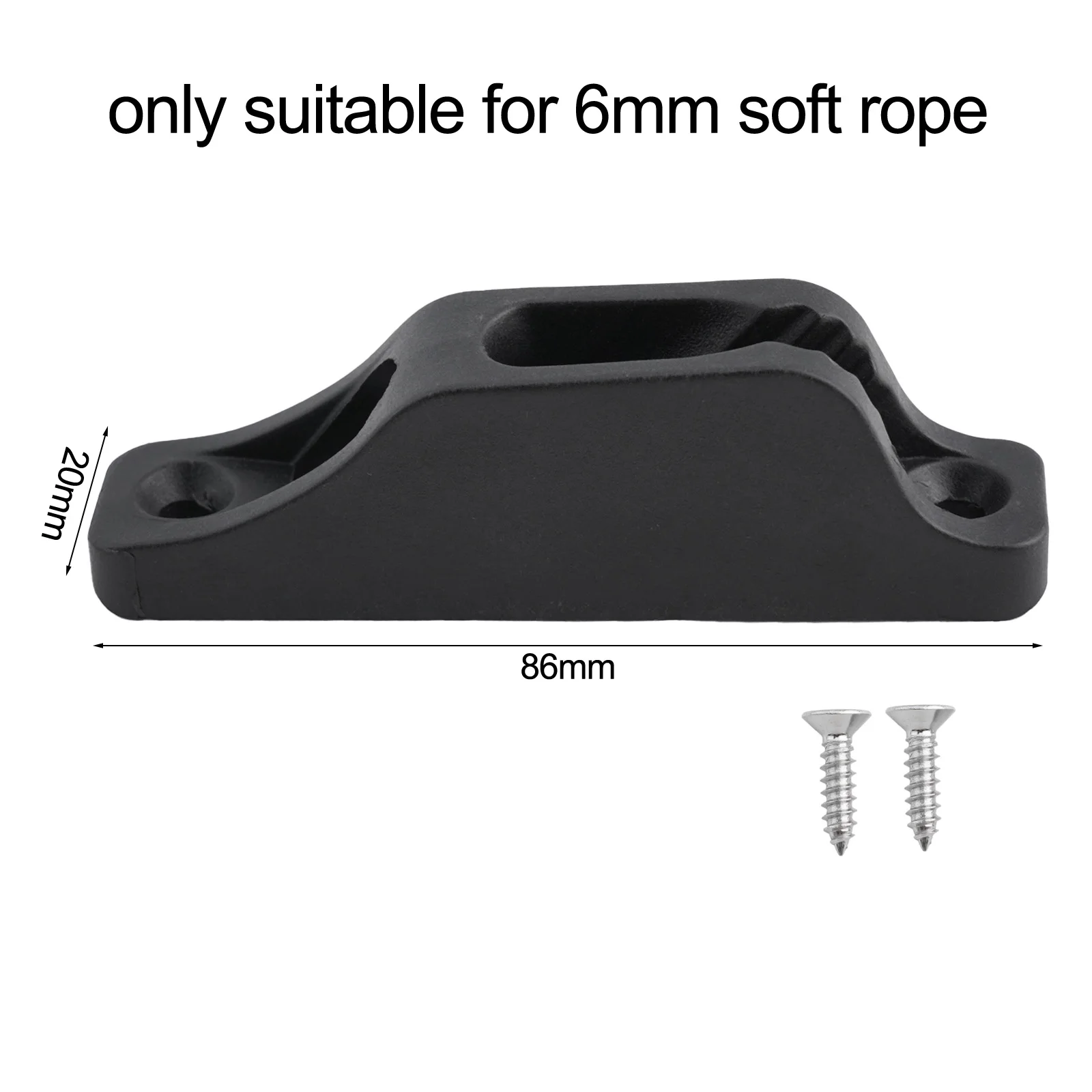 For Marine Yacht For Sailing Rope Tensioner Slide Nylon Cleat Sailing 6mm Soft Rope Black Color Easy To Adjust