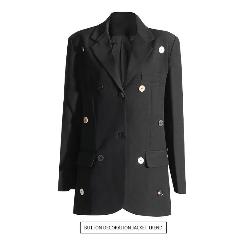 

Нишевый модный темпераментный маленький костюм, лето 2021, новая мода, индивидуальный декоративный блейзер с лацканами и пуговицами для женщин