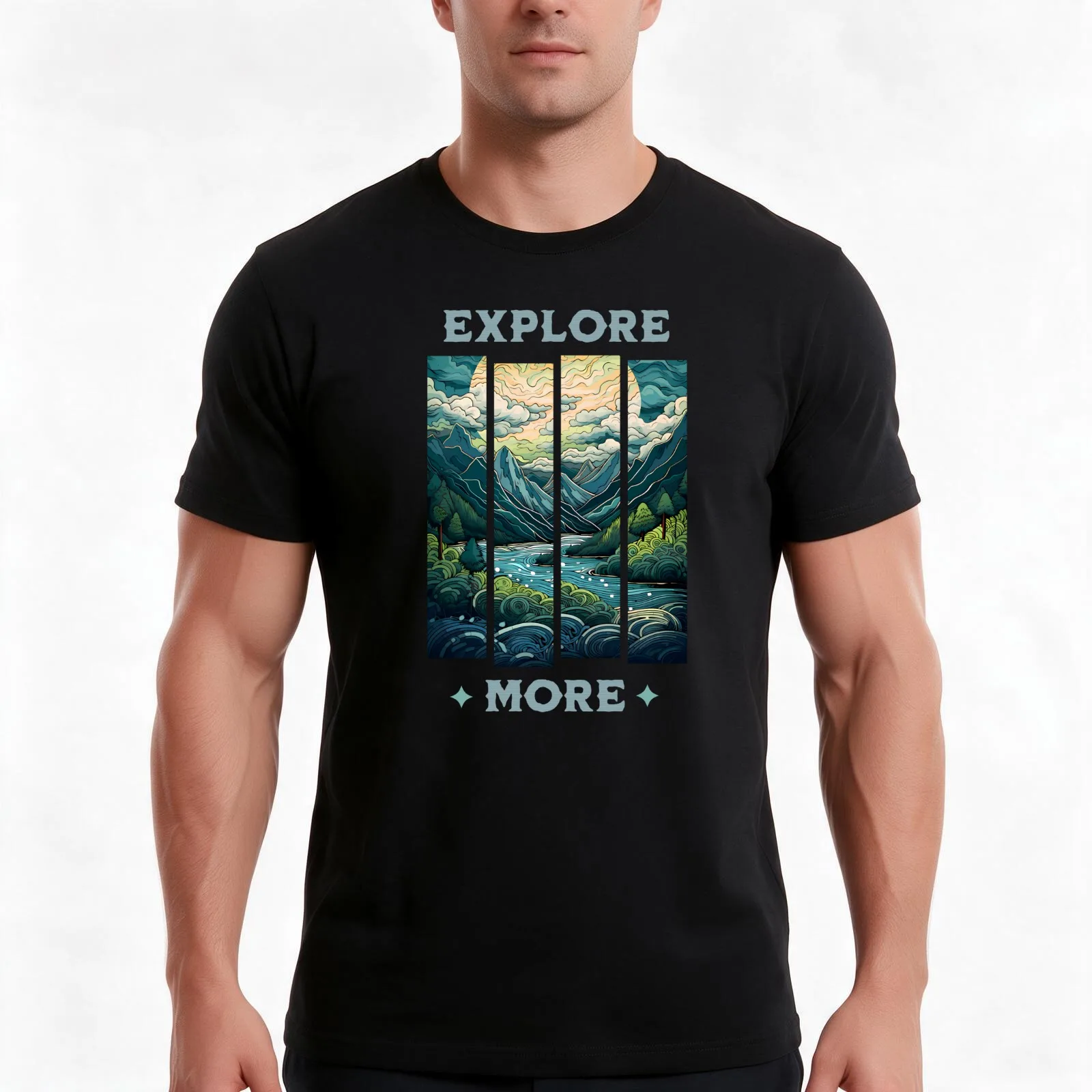 Explore More Mountainscape Adventure T-Shirt, Summer Casual Cotton Tee, Oversized Streetwear Tops, Vintage Graphic Print