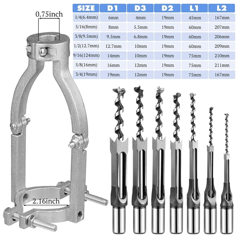 

ABBN-7 Pcs Power Tool For Drill Machines Mortising Chisel Set With 1 Square Hole Drill Bit Adapter