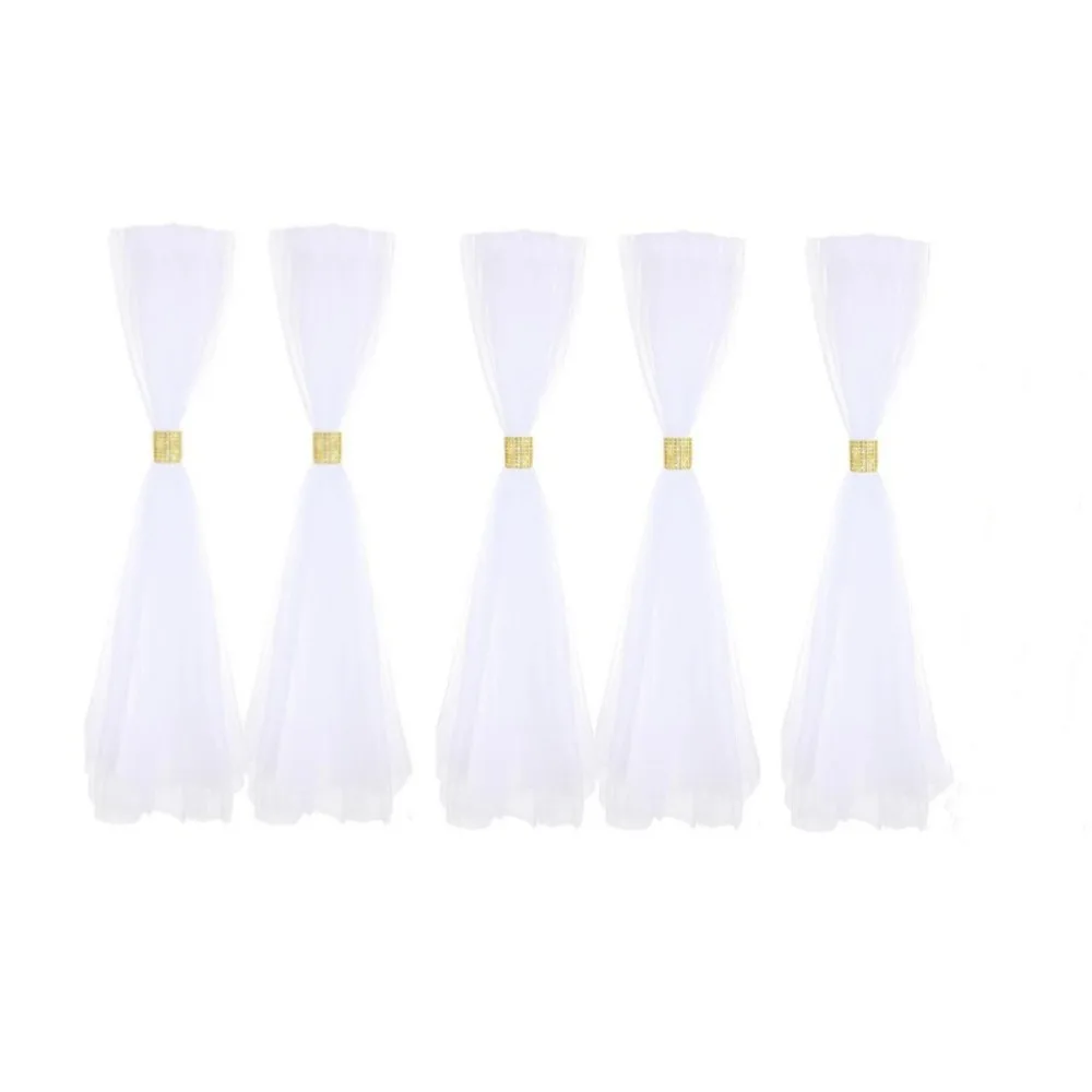 

5 pcs White Veil Wedding Pew Bows Chair Decoration Outdoor Wedding Wedding Aisle Decoration Chiffon White Tutu Bow Wedding