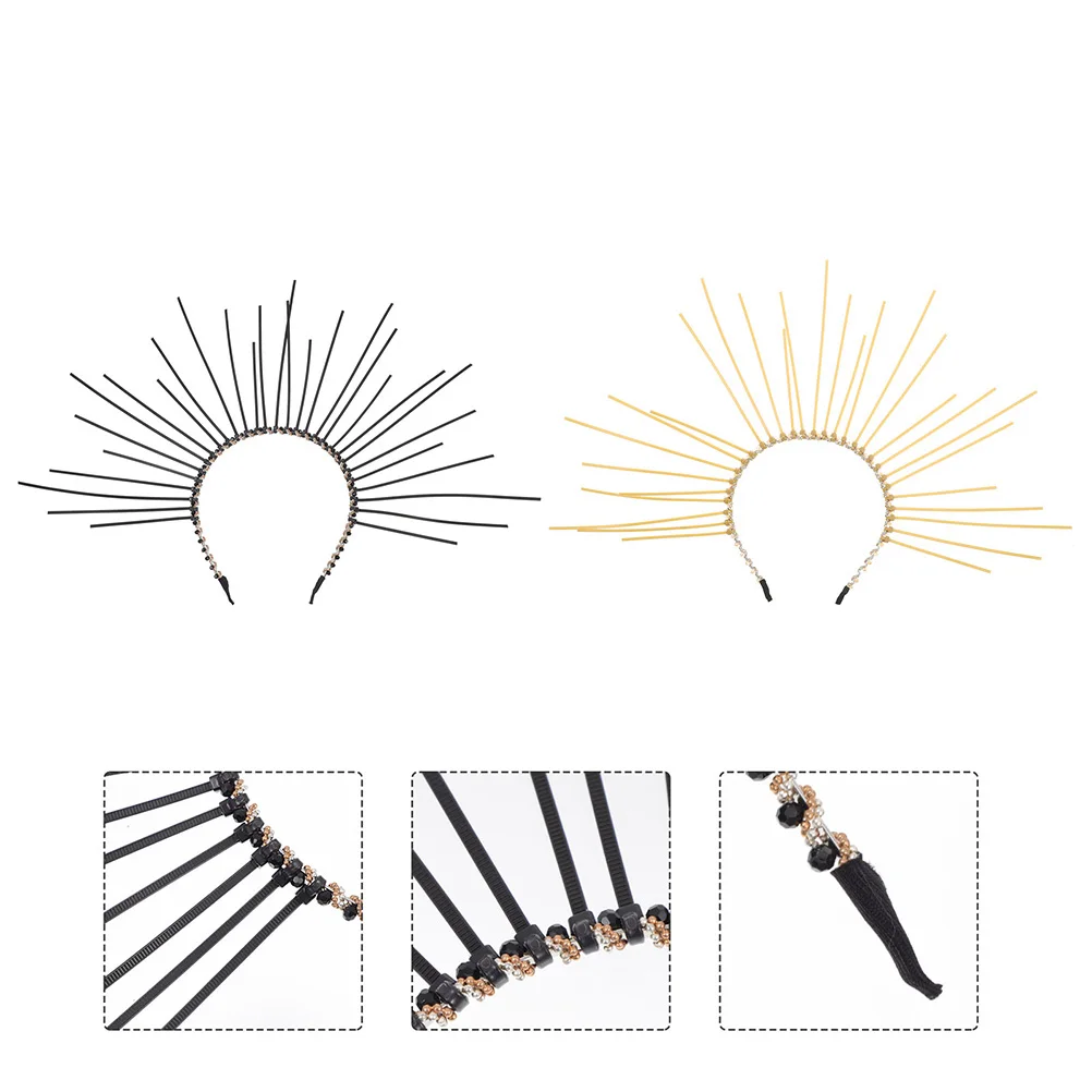 

2pcs Vintage Hair Hoops Retro Hairstyle Decor Unique Headdress Zipper Strip Hairb Cosplay Comfortable Wedding Party Photo