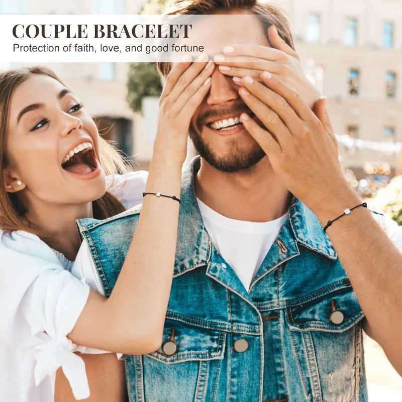 Zestaw bransoletek z srebra próby 925 z motywem szczęśliwego koniczyny, mały, elegancki i delikatny prezent na urodziny przynoszący szczęście.