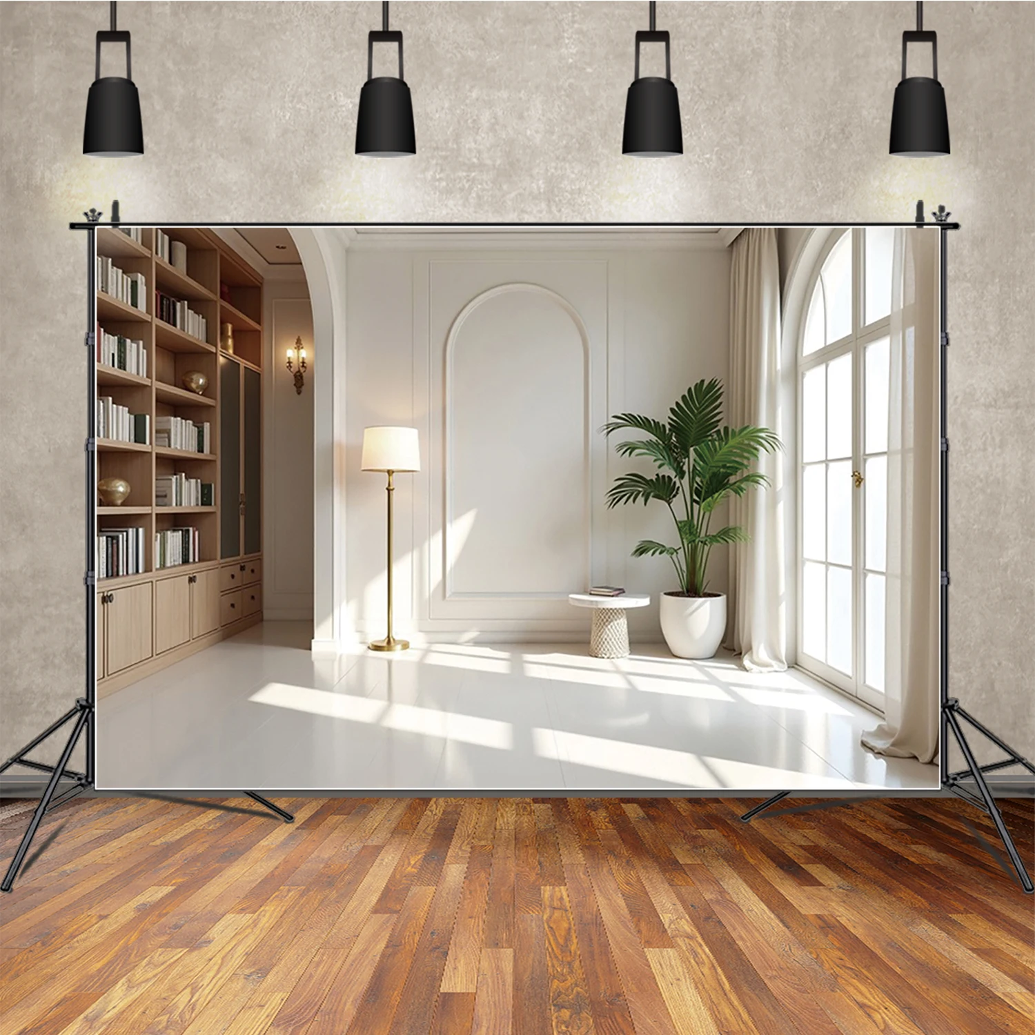 MOON.QG خلفيات خزانة نافذة قوسية لغرفة المعيشة الداخلية للصور خلفية استوديو الصور خلفية التقاط الصور