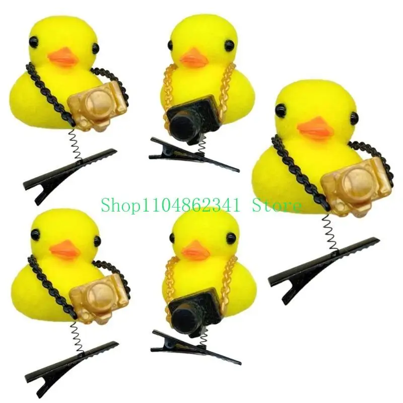 

652F Duckbill Clip Hairpin Realistic Duck Shaped Animal with Rose Dress Headwear