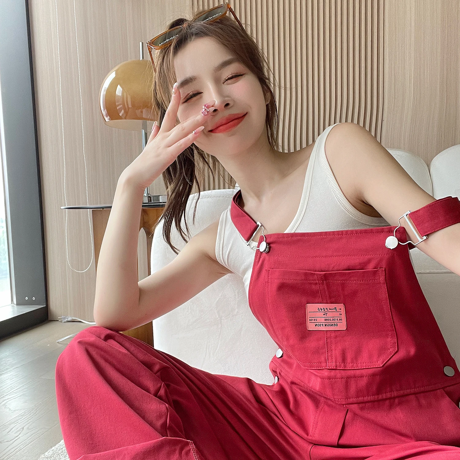 Rosepink Overalls Pants for Women's Summer New 2024 Women Labels Long Pants Jumpsuit Female