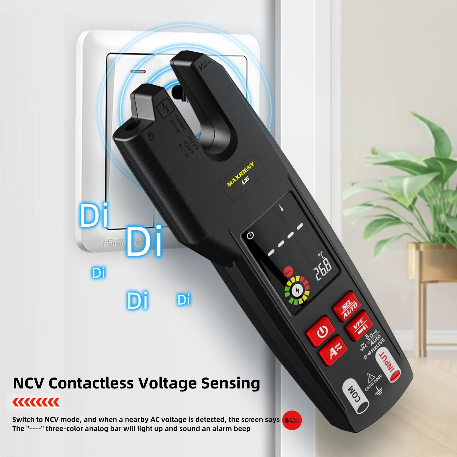 NEW Digital Fork Clamp Meter 600A Current Open Jaw Ammeter Multimeter DC AC Current Hz Electrical Tester Rechargeable Battery