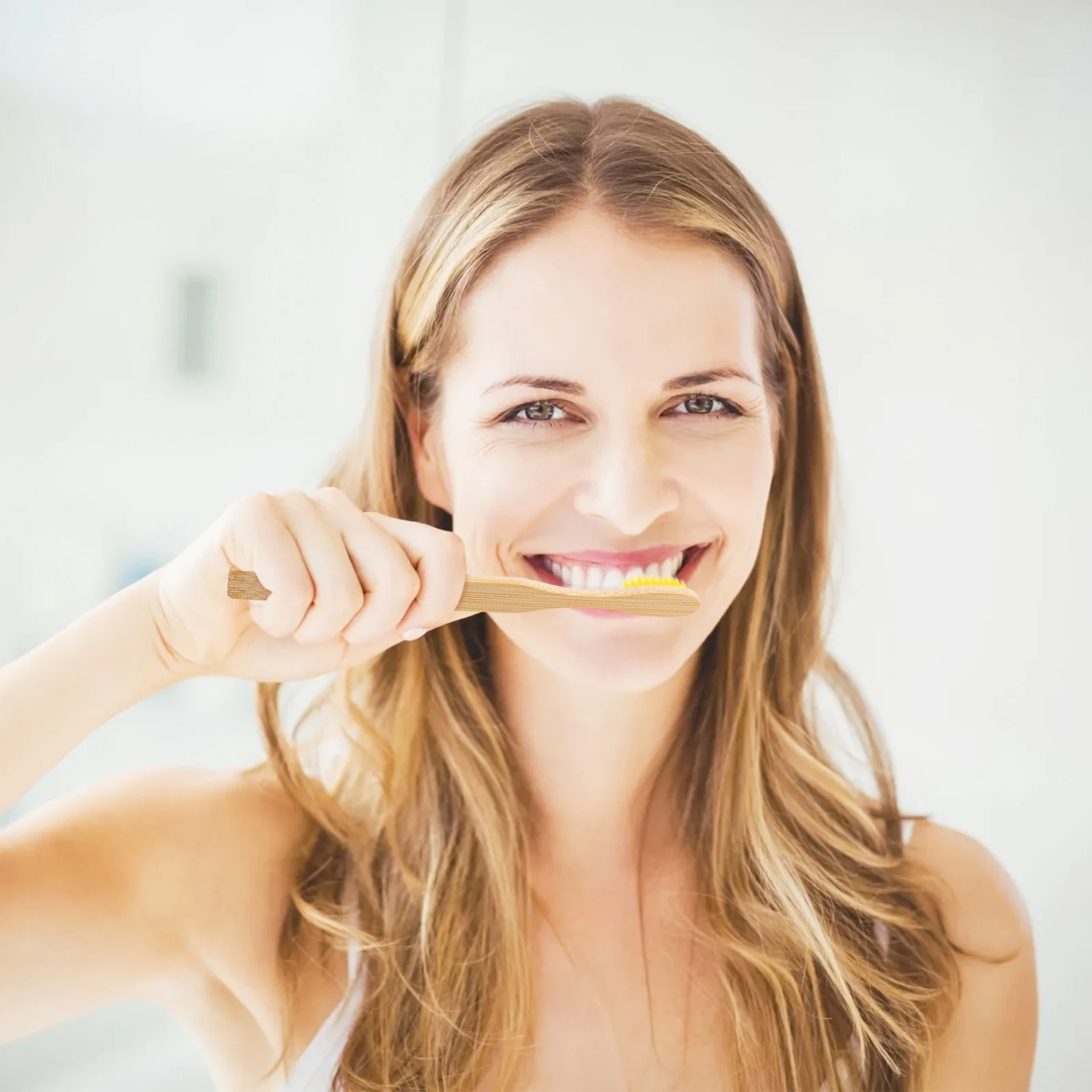

8pcs Bamboo Toothbrush for Adults Eco-Friendly Biodegradable Ergonomic Handle Strong Cleansing Antibacterial Teeth