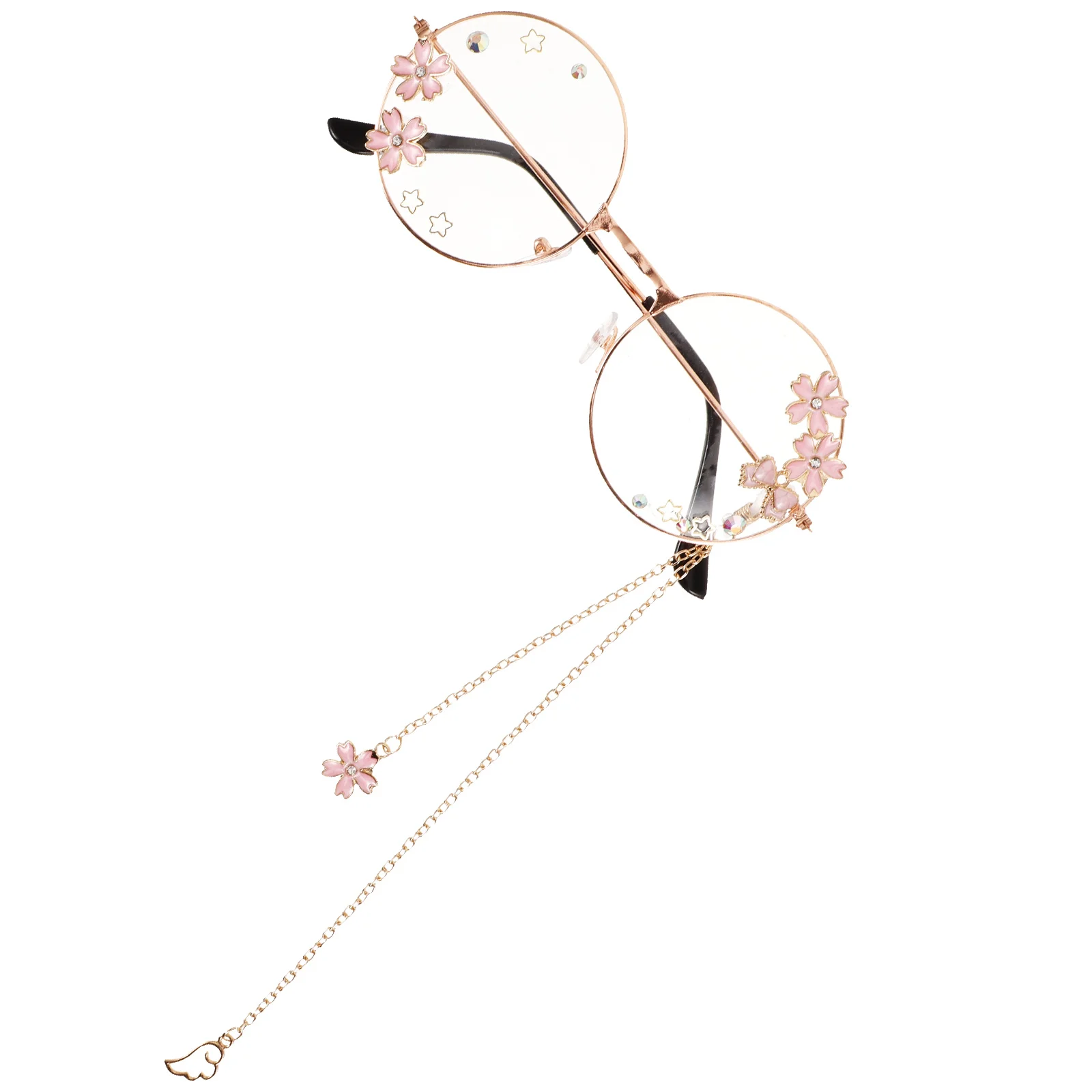 

1pcs Wings Pendant Glasses Retro Chain Steampunk Eyeglasses Frame Kawaii Accessories Cute Resin Cosplay Lolita Style
