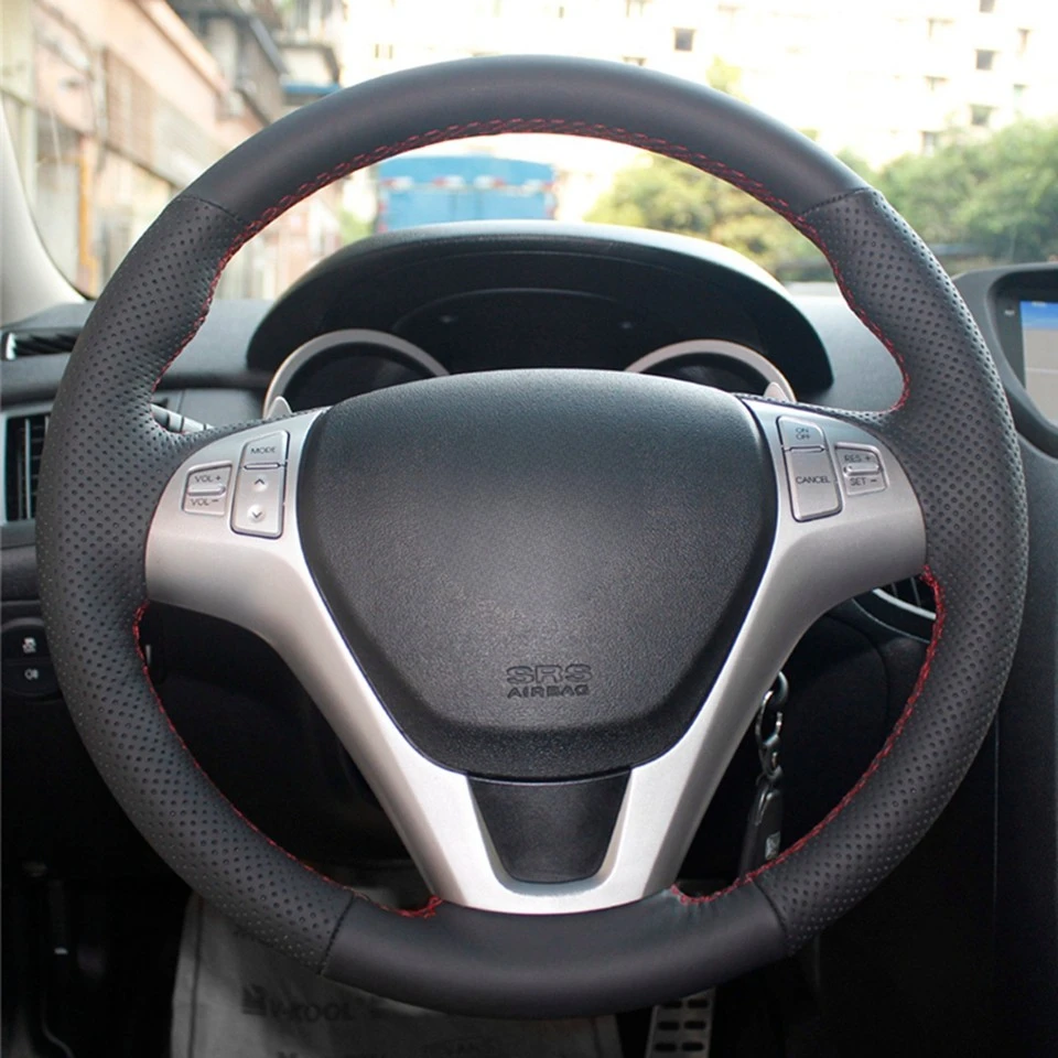 Black Artificial Leather Hand Sew Anti-slip Hand-stitched Car Steering Wheel Cover for Hyundai Rohens Coupe 2009 Rohens Coupe