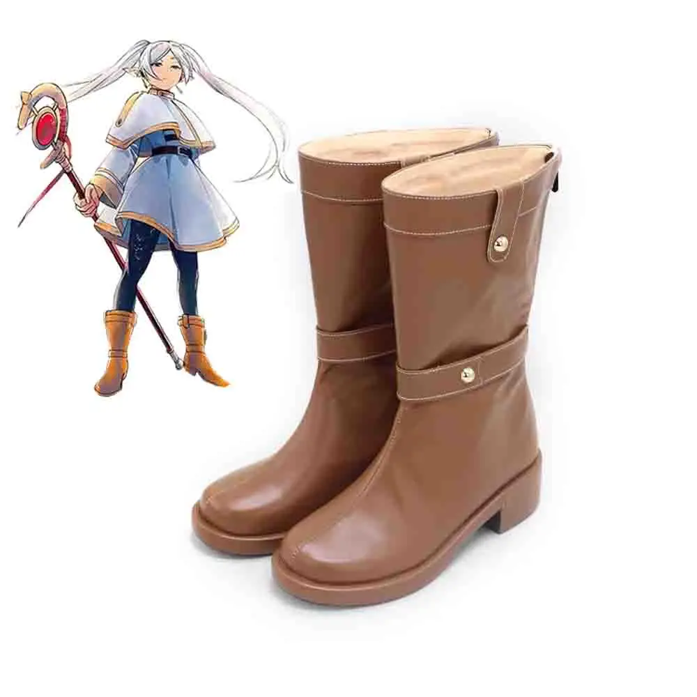 Frieren at the Funeral Frieren Cosplay Shoes Anime Halloween Carnival Boots PU Leather Shoes Cosplay Prop Accessory Custom Made
