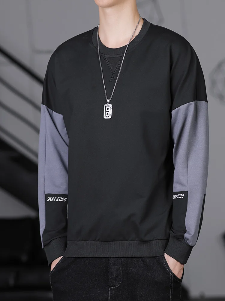 

Outdoor sportswear long-sleeved round-neck pullover hoodless sweatshirt men's coat versatile top for spring and autumn casual