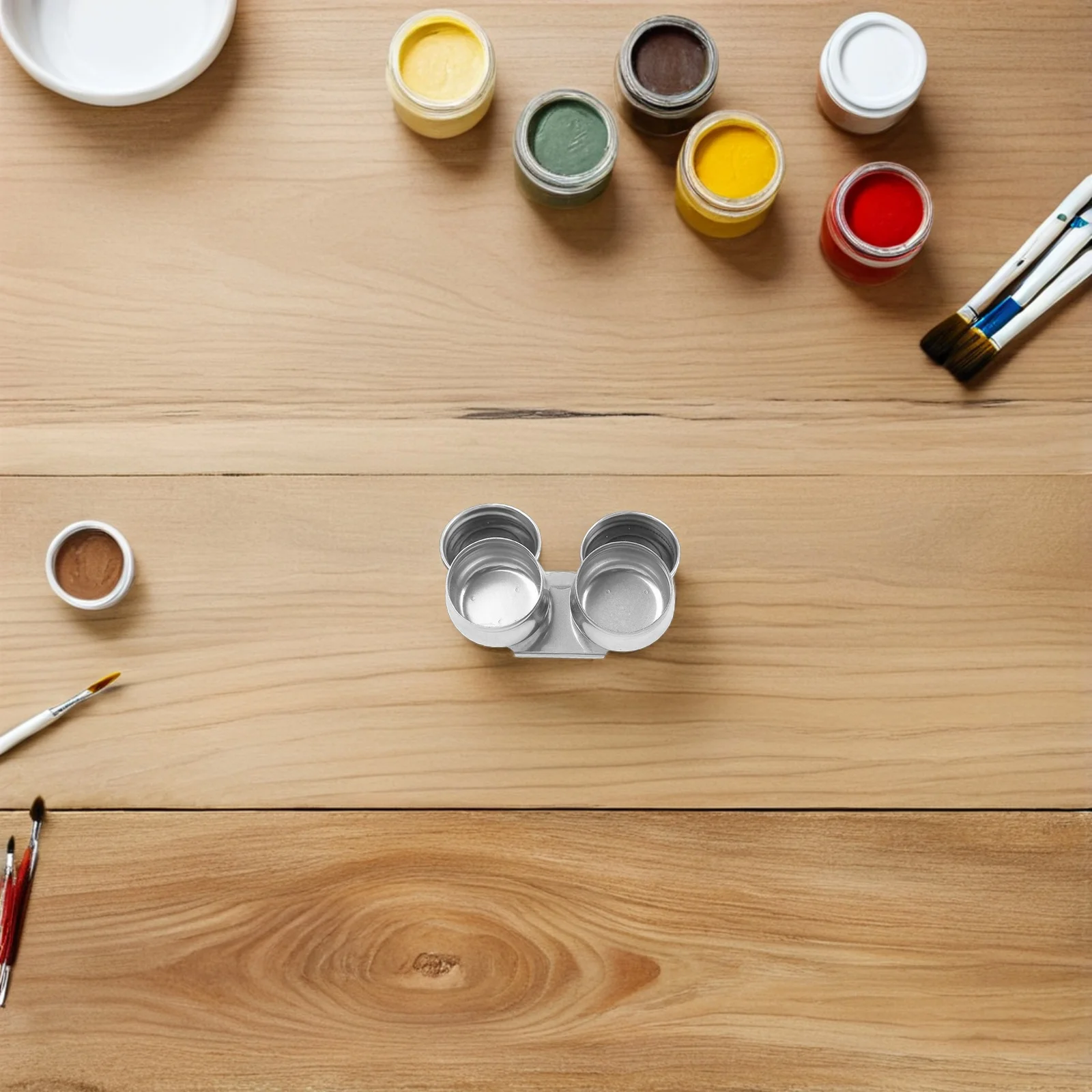 

Double Palette Cup Stainless Steel Oil Palette Cup Large Mouth Leak Proof Lid Container for Oil Painting Mixing Cleaning