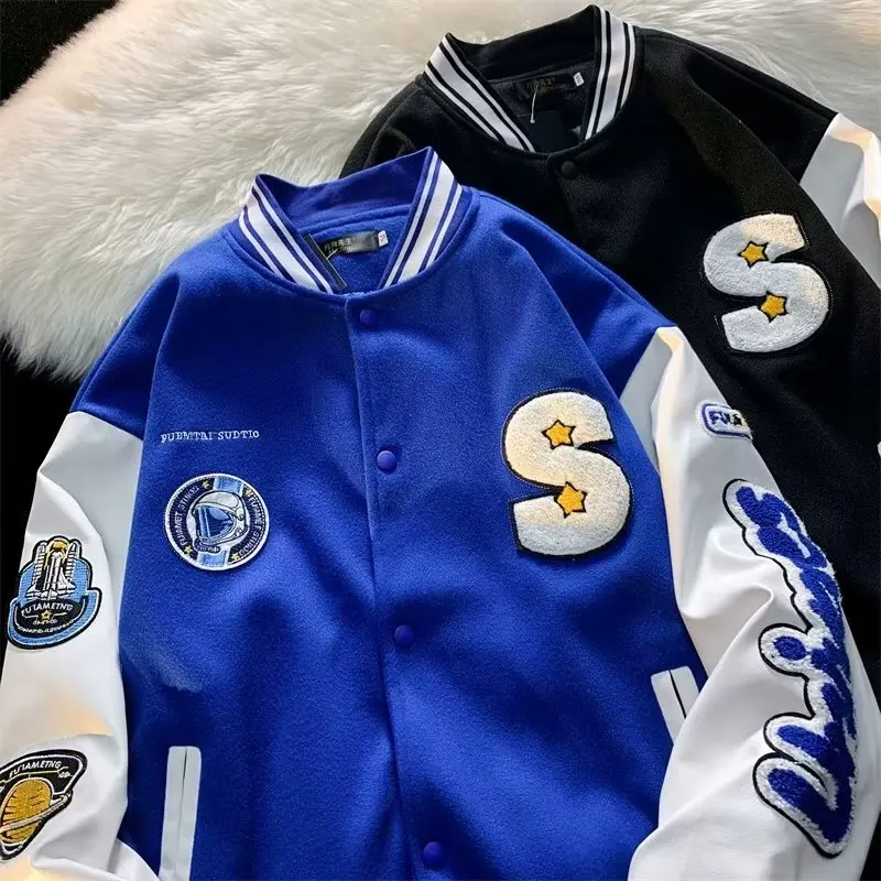 

Casual Sle Men's Baseball Jaet Autumn Winter plus Size Trendy Brand High Street Loose Fit Youthful Outerwear Coat