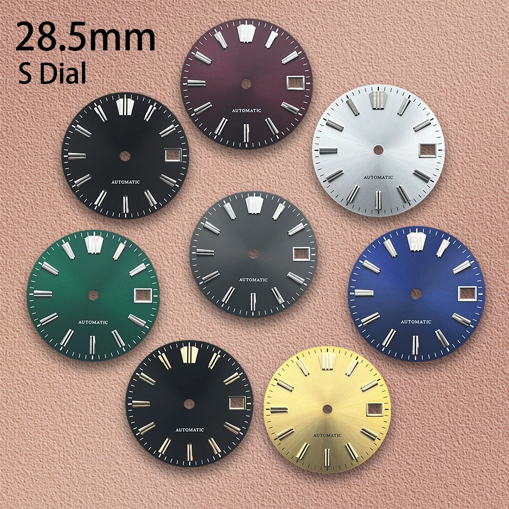 28.5mm Sunray S Dial Fit NH35/NH36/4R/7S Movement Applied Index Riveted Dial Watch Modification Accessories