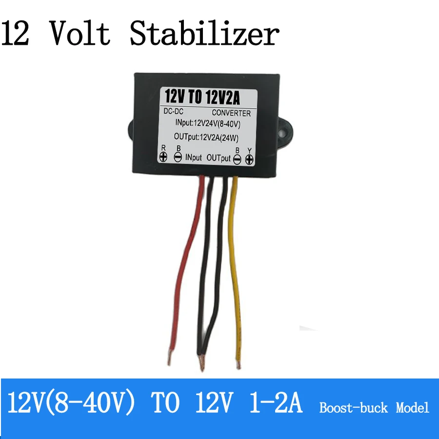 DC-DC 12 Volt Stabilizer 12V to 12V Buck Boost Converter 8-40V to 12V 1A 2A 24W Buck Boost Model 12V-24V to 12V Power Conventer