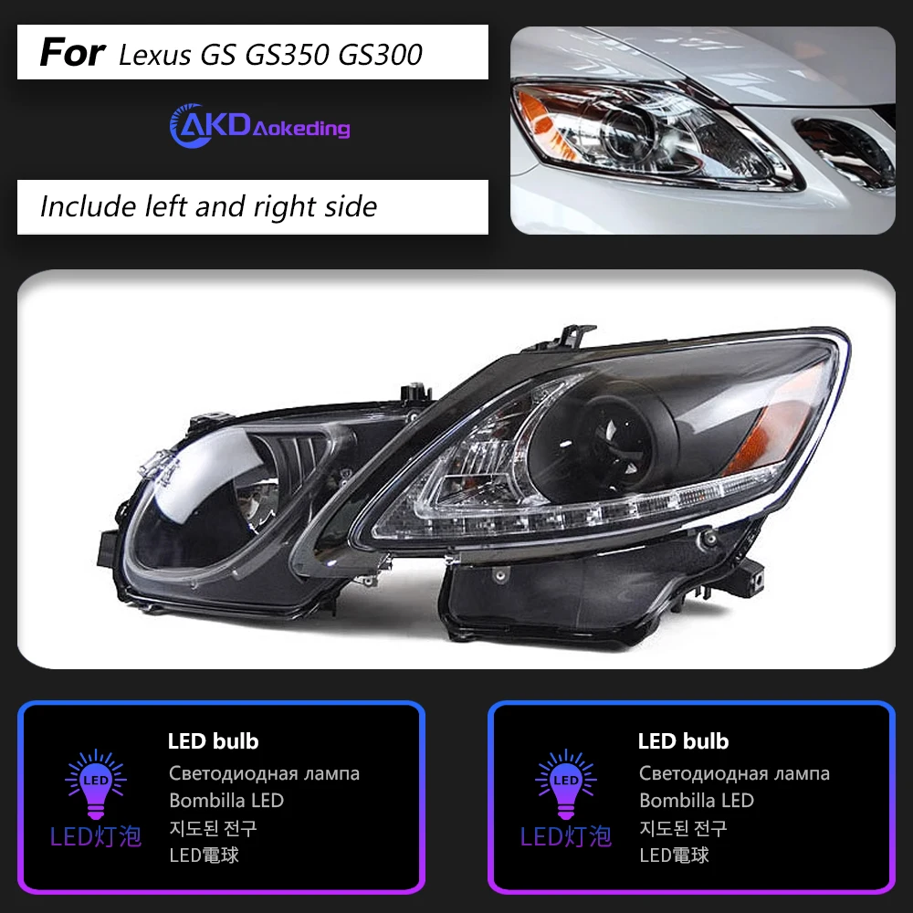 Lexus-LED車のヘッドライト,Xus gs 2004-2012 gs300 gs350用ヘッド