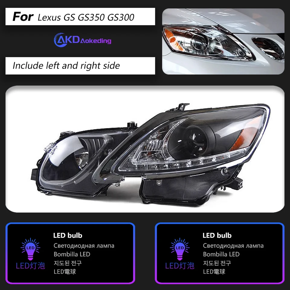 Lexus-LED車のヘッドライト,Xus gs 2004-2012 gs300 gs350用ヘッド