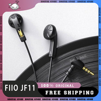 Fiio Jf11 Retro Earphones Flat Head U-Shaped Low Frequency Extension Custom Gaming Earbud 14.2mm Large Moving Coil With Mic Gift