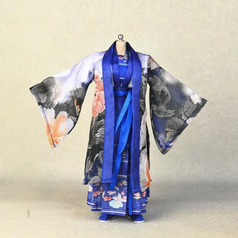 Maßstab 1:6, Tang-Dynastie, chinesischer Stil, Hanfu-Kostüm mit weiten Ärmeln, Pferdegesichtsrock-Set, passend für 12-Zoll-BJD-Actionfiguren-Körper – Detail 4